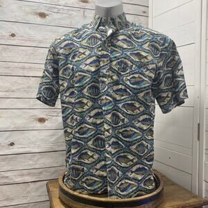 VTG Island Traditions of Hawaii Hawaiian Aloha Camp Shirt Pull-Over Fish Large